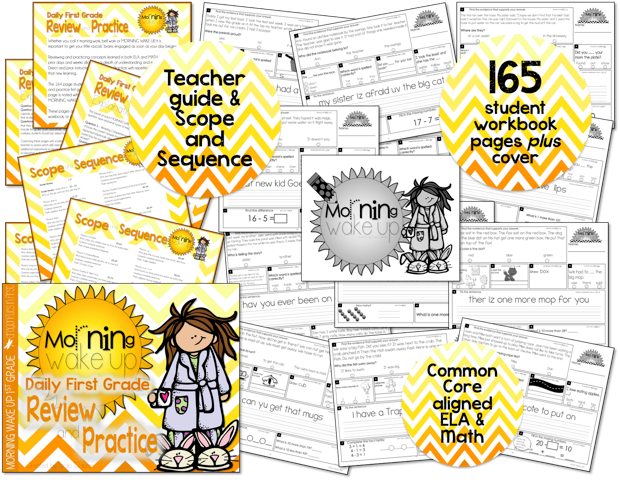 http://www.teacherspayteachers.com/Product/Morning-Wake-Up-1st-Grade-Common-Core-ELA-and-Math-UNIT-1-812305