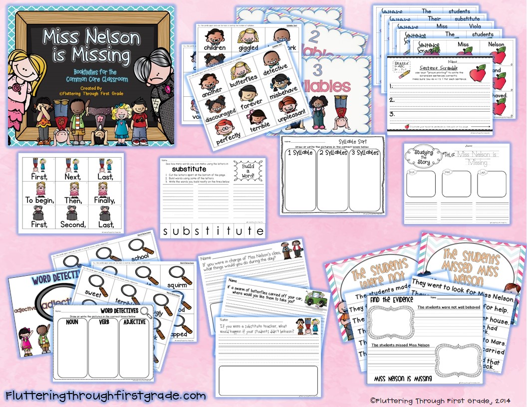 http://www.teacherspayteachers.com/Product/Miss-Nelson-is-Missing-Booktivities-for-the-Common-Core-Classroom-1083087