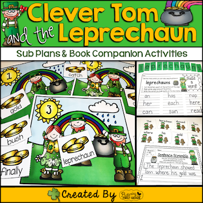 Clever Tom and the Leprechaun book activities for March and St. Patrick's Day lesson plans and centers activities.