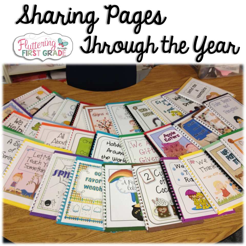 Class writing books through the year. Students write one per week and we bind them together to create class books all school year long. We raffle off the class books on the last day of school. 