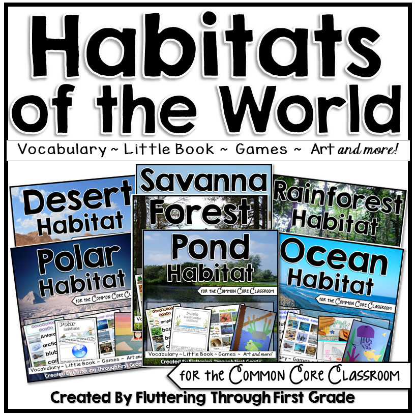 Habitats of the World lesson plans with vocabulary, little book research reader, games, art and more!