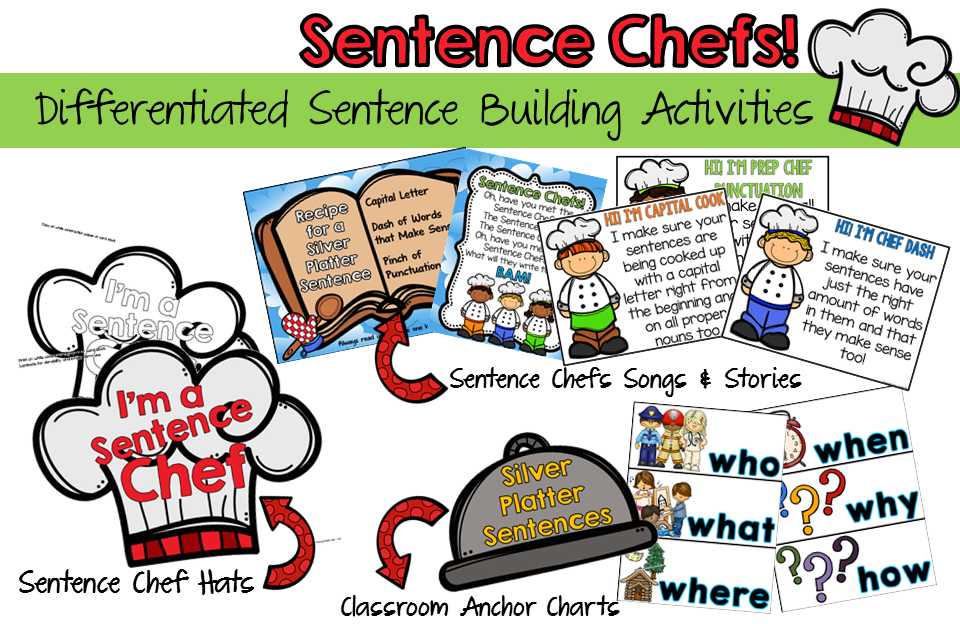 Teach sentence writing with the Sentence Chefs! Kids will be cooking up silver platter sentences in a snap!