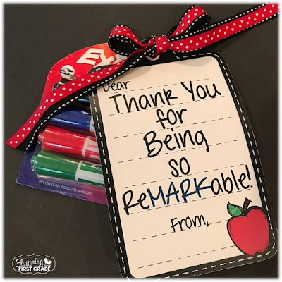 Dry erase marker gift tags for back to school