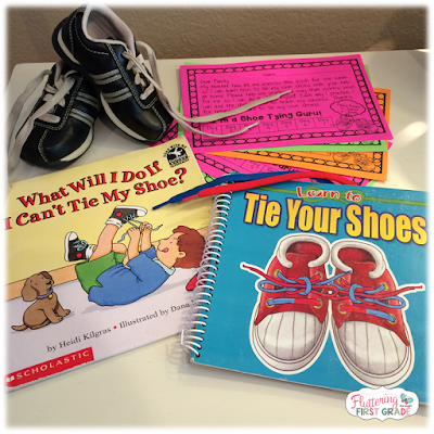 Shoe tying take home. Help families bridge the gap between home and school by sending home helpful tips, tricks and practice reminders for teaching kids how to tie their own shoes.